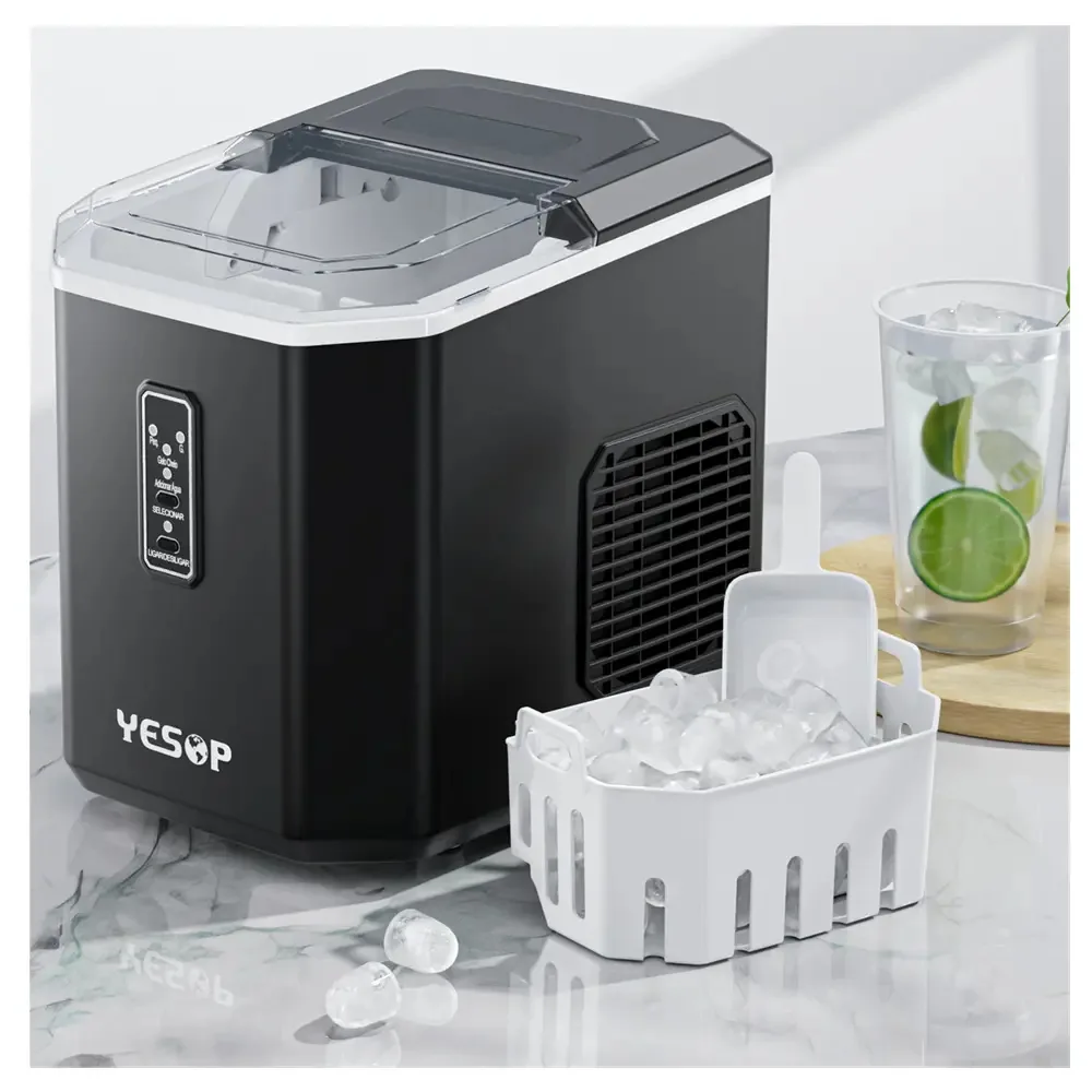 Máquina De Fazer Gelo 12kg Tamanho Cubo Ajustável Cor Preto