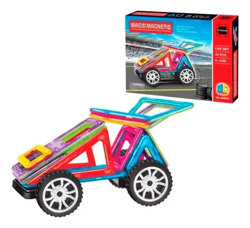 Blocos magnéticos 24 peças Magic Magnetic Wheels Vehicles
