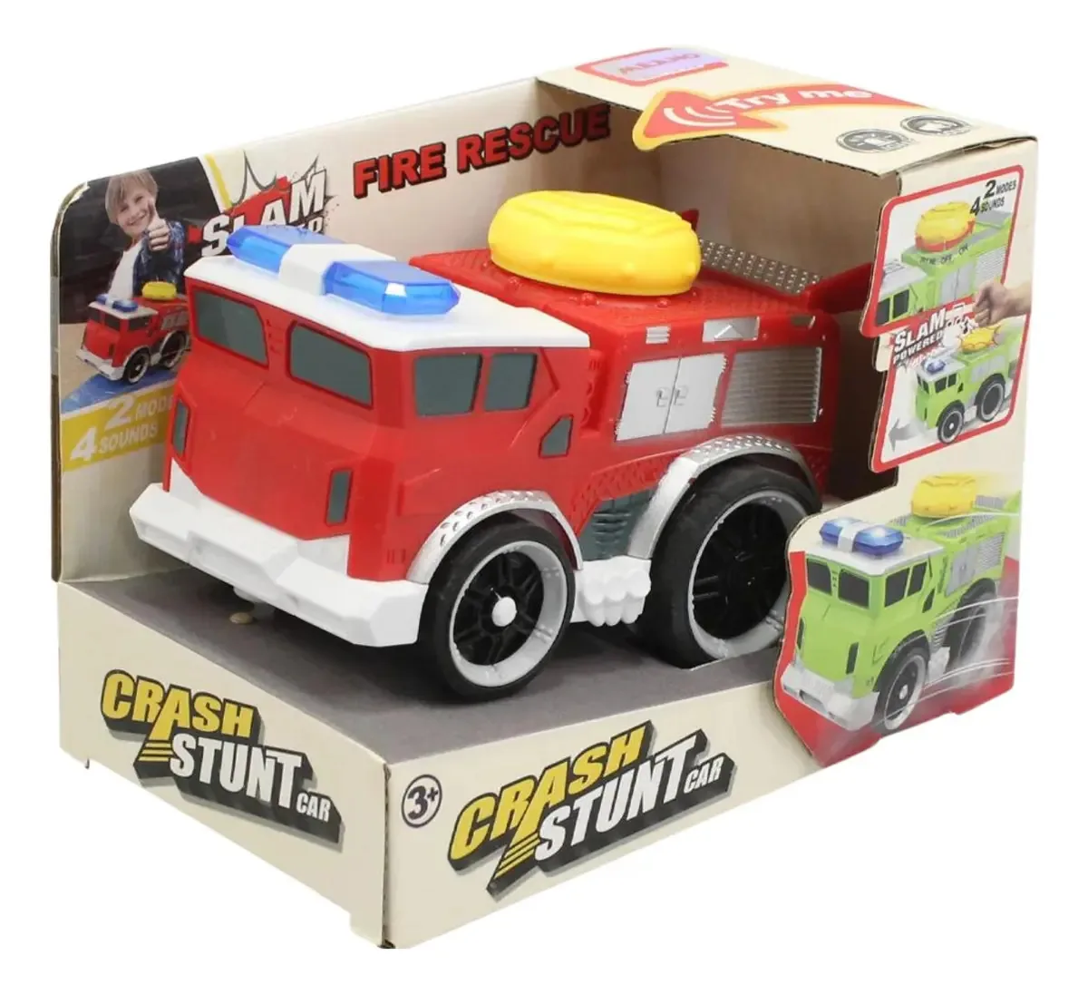 Brinquedo infantil de caminhão de bombeiros Crash Stunt Light Sound Color Red Character Bombeiros
