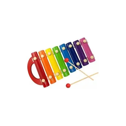 Instrumento infantil de xilofone de madeira 8 notas didático 308 cor vermelha