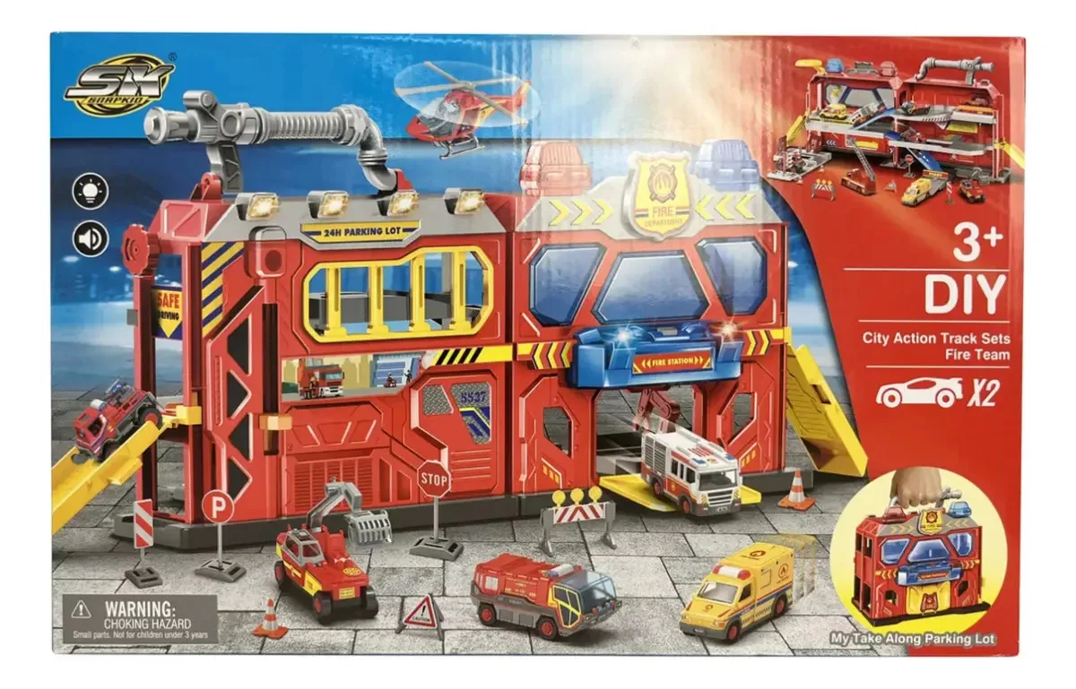 Brinquedo Explorer Fan Red Light And Sound Fire Station