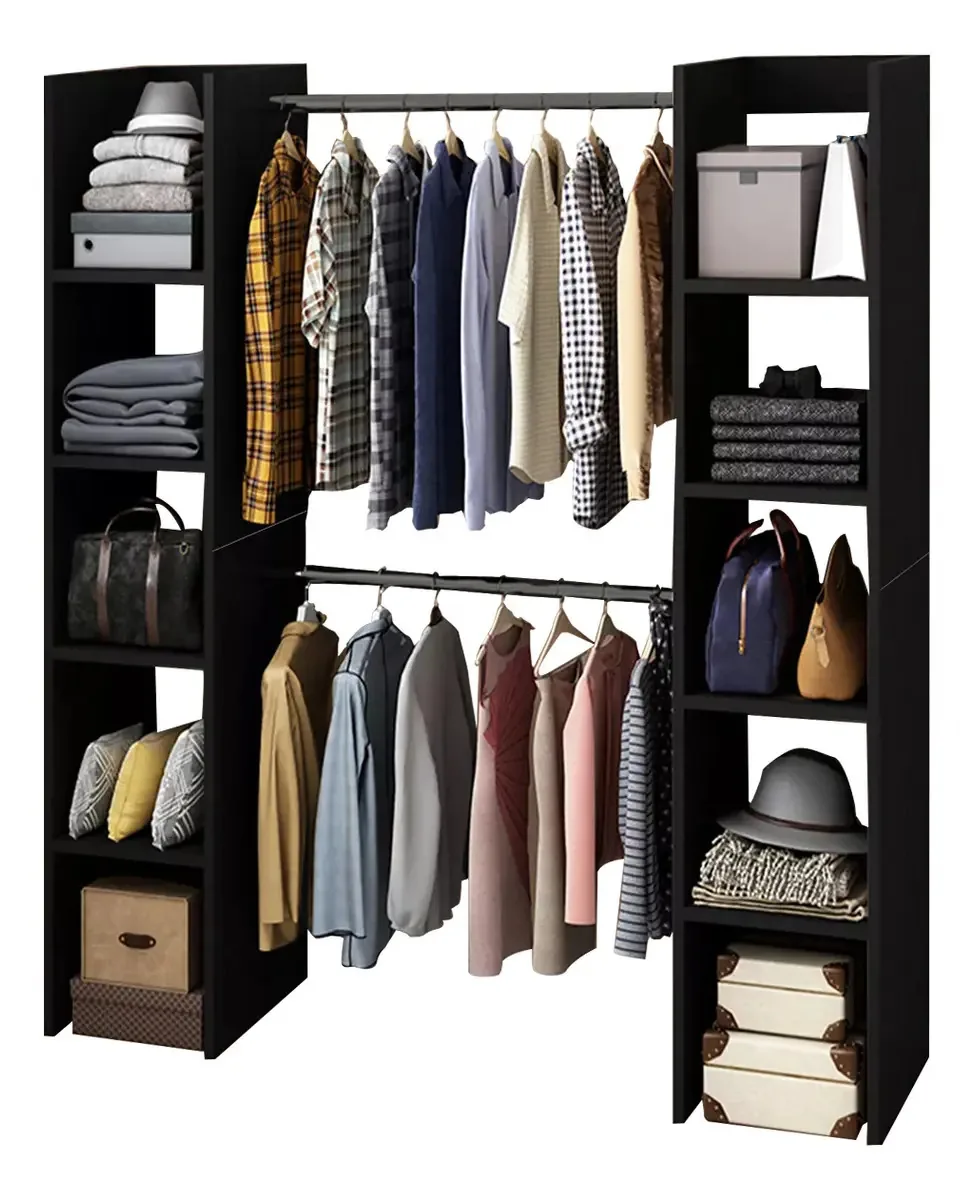 Armário Armável Armável Armário Móveis Roupas com prateleira Cor: Preto