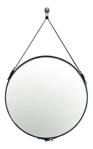 Espelho decorativo de parede redonda, banheiros, quartos, 60 cm, preto