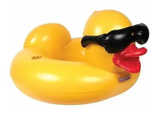 Flutuador inflável Yellow Duck com lentes e porta-copos