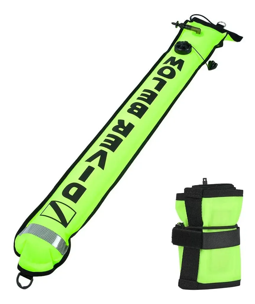 Soluptanisu 5 Pés Alta Visibilidade Mergulho Subaquático SMB Marcador de Superfície Sinalizador Boia de Mergulho Flutuador Marcador de Superfície Boia de Segurança de Mergulho (Amarelo Fluorescente)