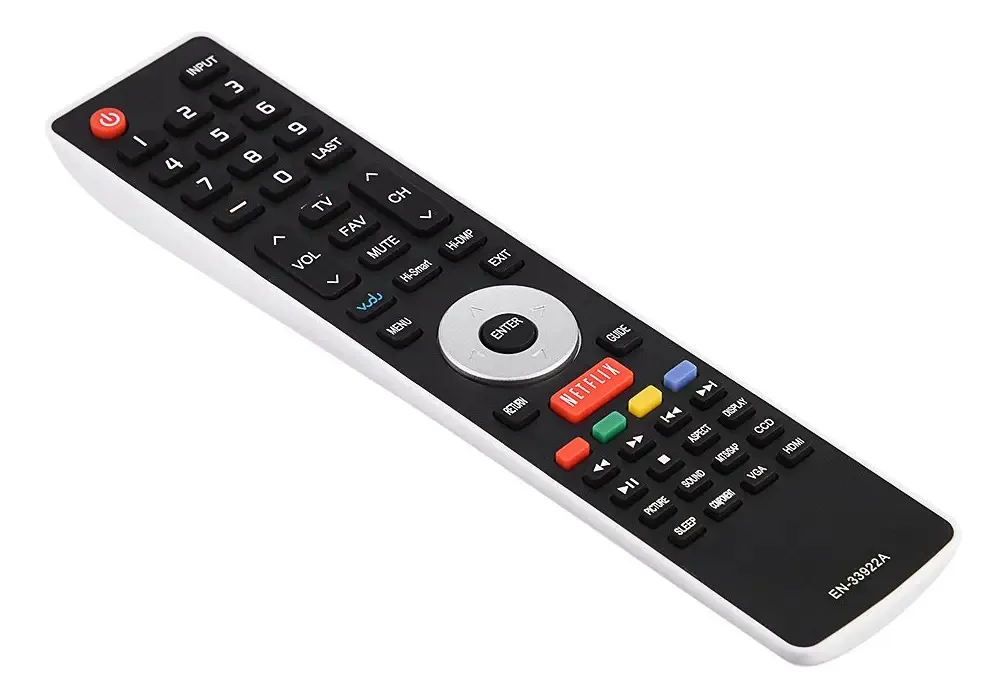 Controle remoto de Smart TV, controle remoto de substituição para Smart TV EN-33922a, material ABS, preto frontal, traseiro