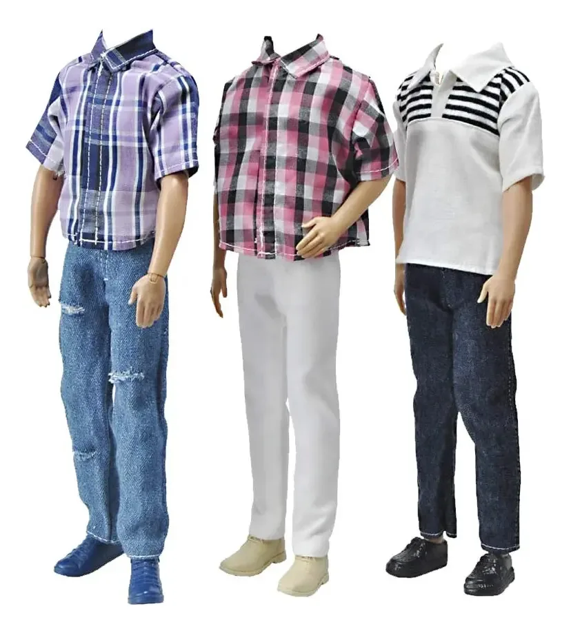 Conjuntos de roupas xadrez casuais para bonecas de 30 cm