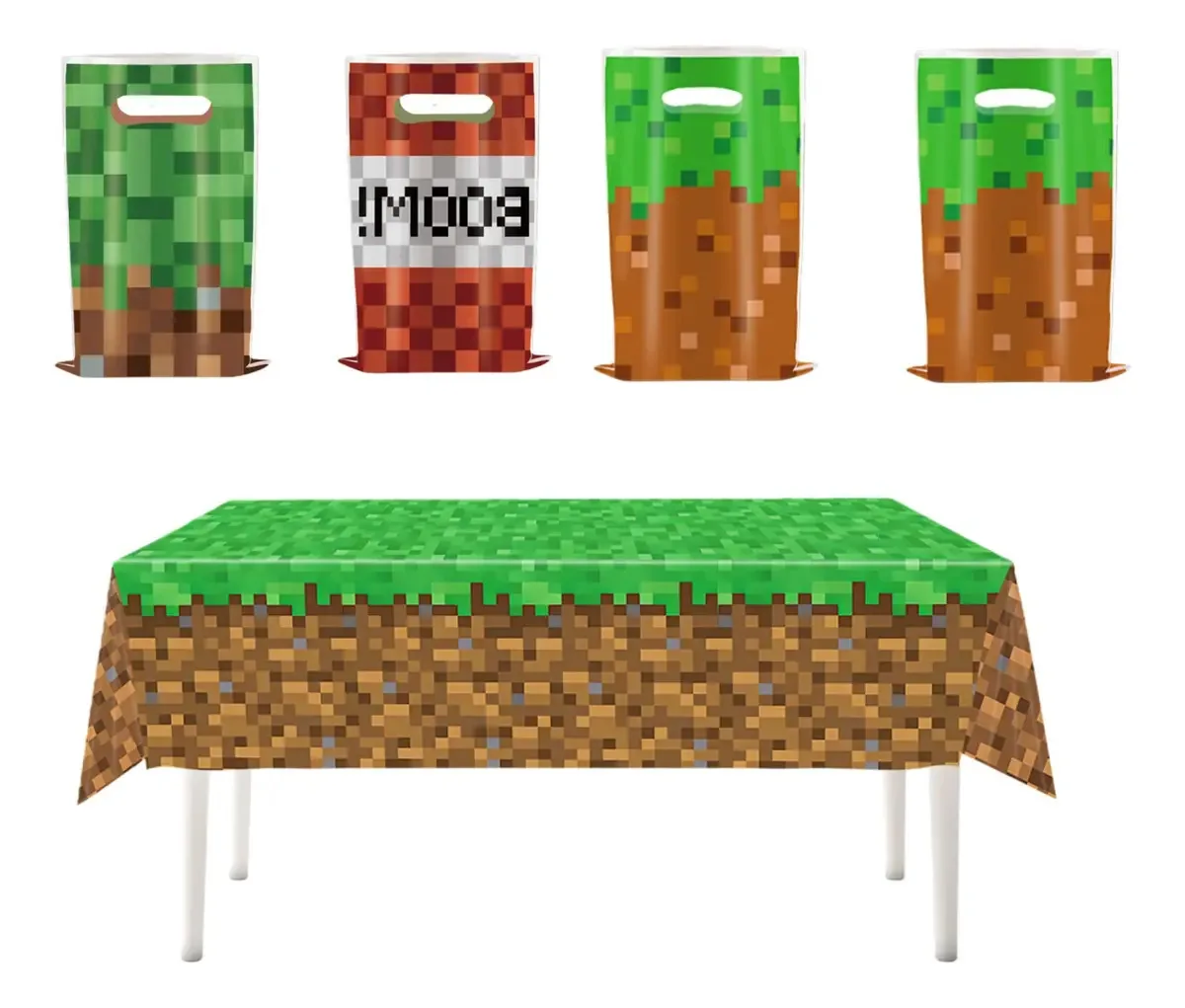 Cobertor retangular de plástico para doces para festas Minecraft