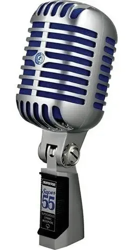 Microfone vocal Shure Super 55 Deluxe e cabo de microfone de tecido preto e branco, XLR de 20 pés, pacote