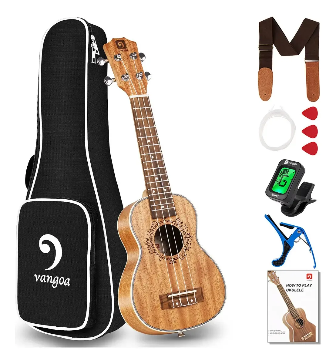 Ukulele soprano de mogno de 21 polegadas, ukulele acústico profissional, cor natural