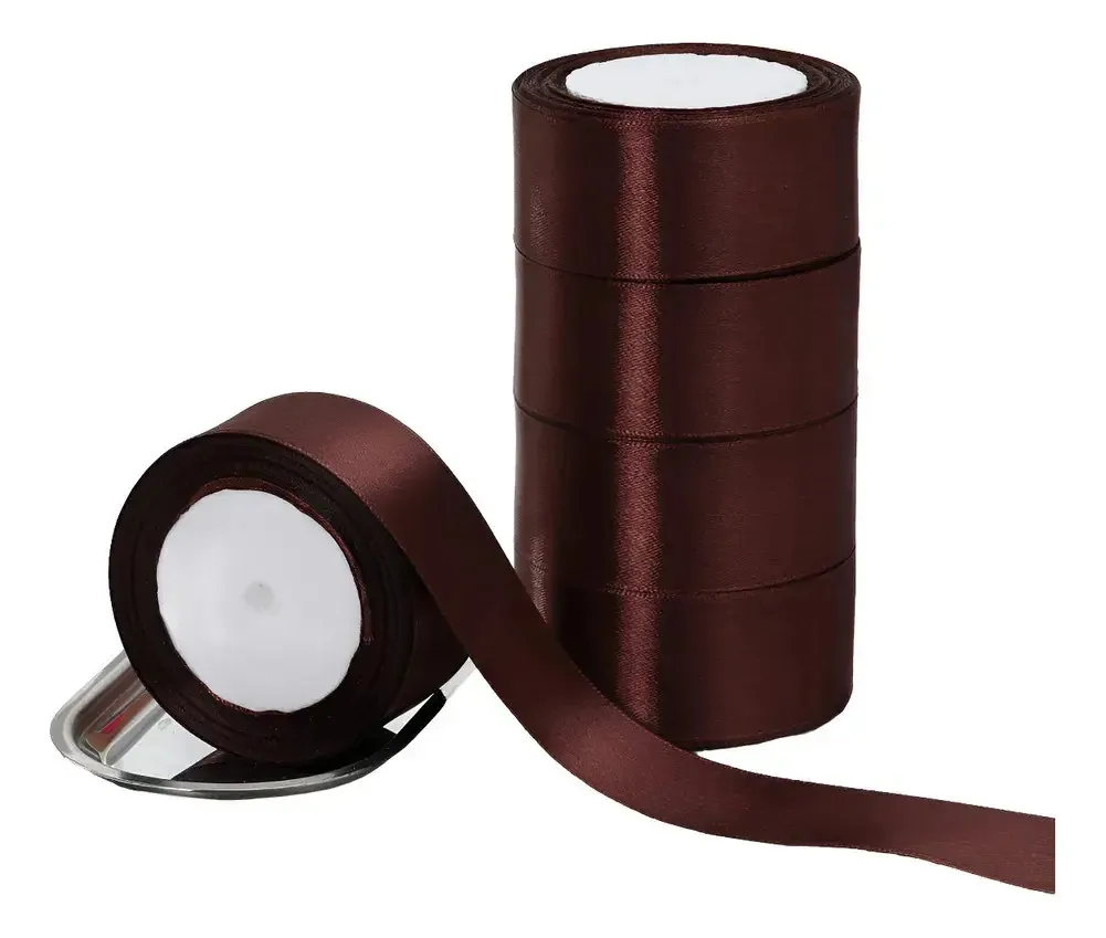 5 rolos de cetim para decoração colorida, fitas, 4 cm, café colorido