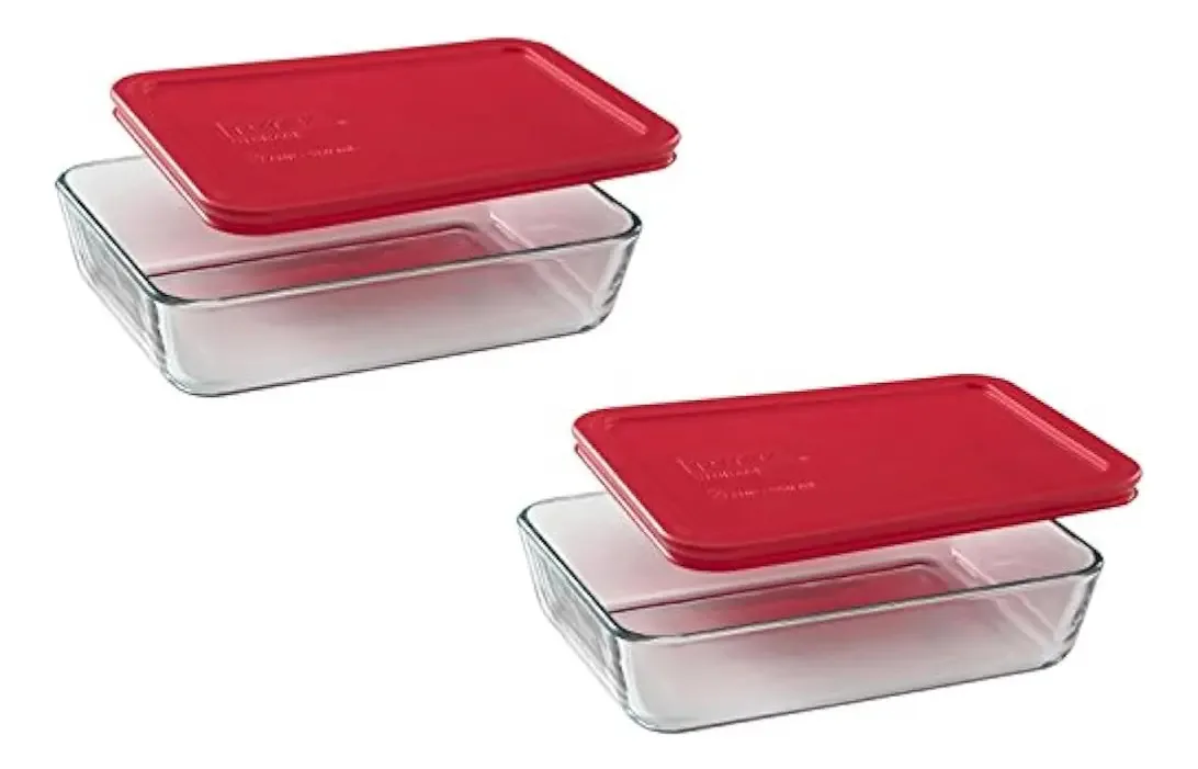 Recipiente para alimentos Pyrex Cominhkr082745 de 1 litro, colorido, transparente - pacote com 2 unidades