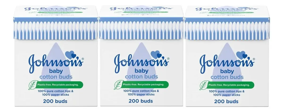 Johnson's - Hastes Flexíveis de Algodão Puro, 200 Unidades (pacote com 3)