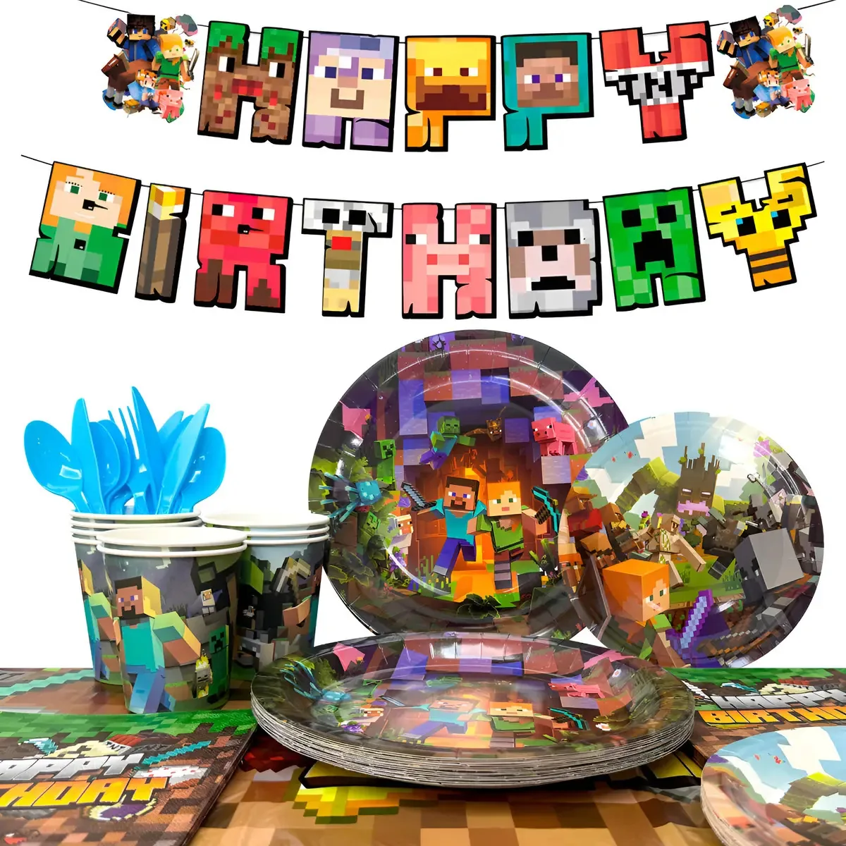 Louça de festa de aniversário Minecraft para 16