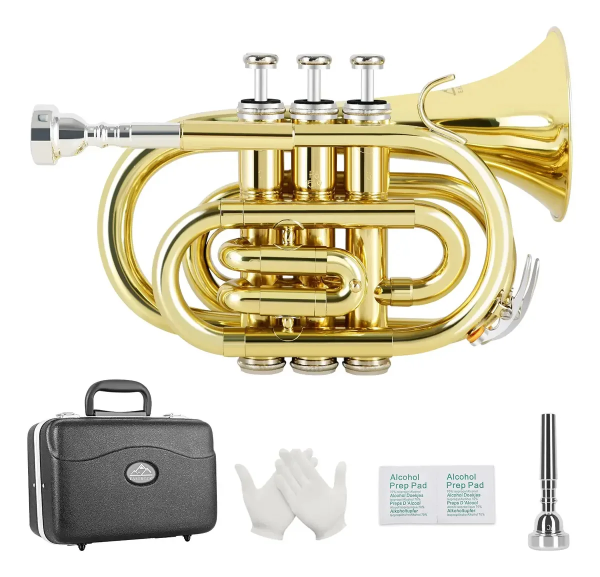 Trompete de bolso de latão Eastrock Bb Gold Lacquer Mini T