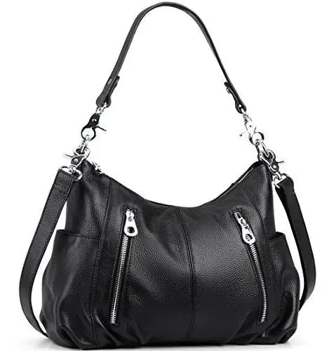 Bolsas de couro genuíno Heshe para mulheres, bolsa de ombro