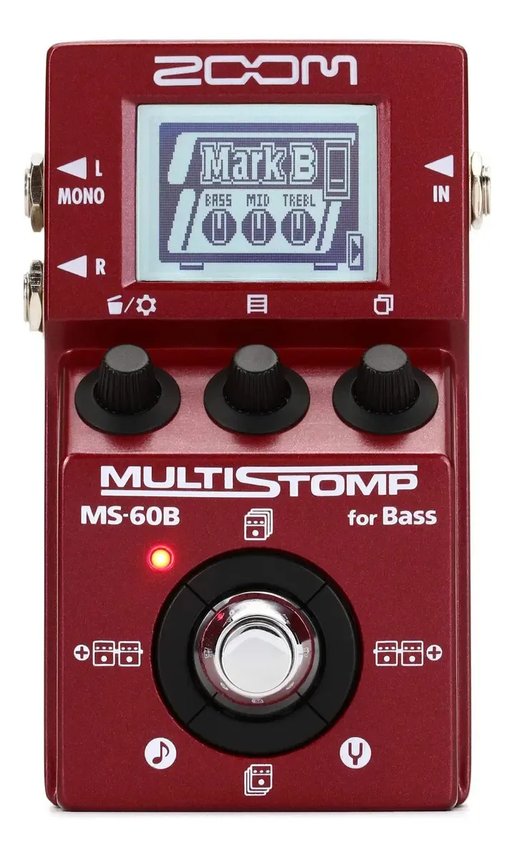 Pedal de efeitos de baixo vermelho Zoom MS-60b Multistomp