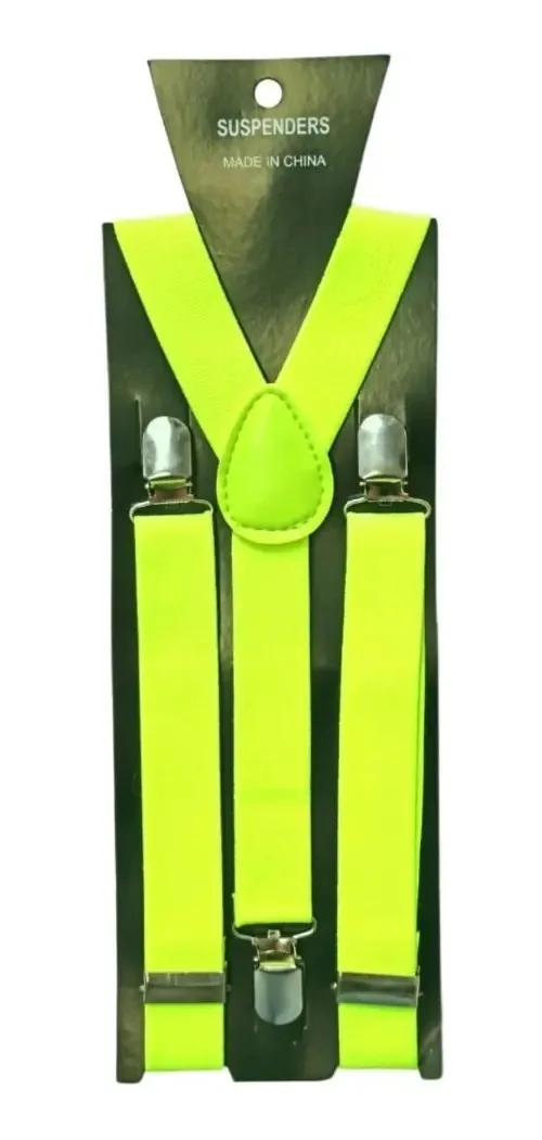 Suspensório Amarelo Neon Adulto Unissex - Carnaval Festa