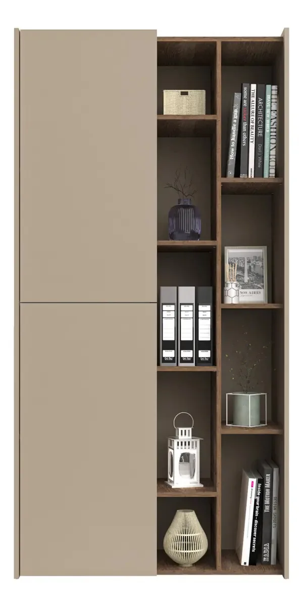Biblioteca de estantes minimalistas, organizador de 2 portas+++ Davos Oak/Clay Grey