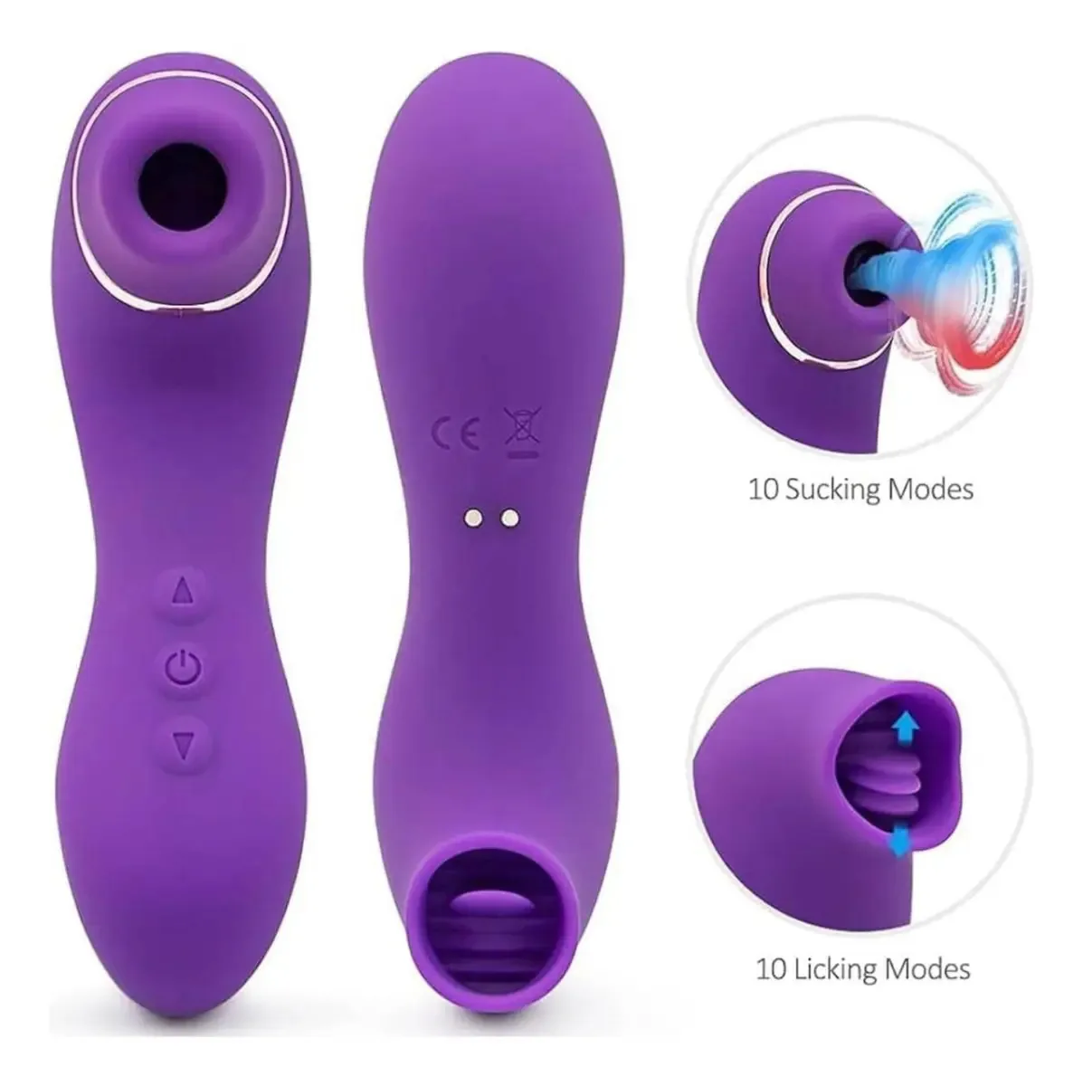 Vibrador massageador de sucção de clitóris duplo violeta