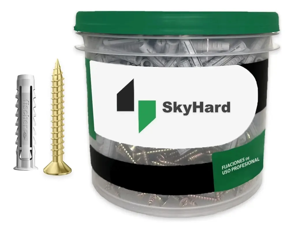Tarugo Fischer Sx8 para fixação de tijolos ocos e parafusos, fixações 5x45 para uso profissional, caçamba Skyhard para 500 unidades