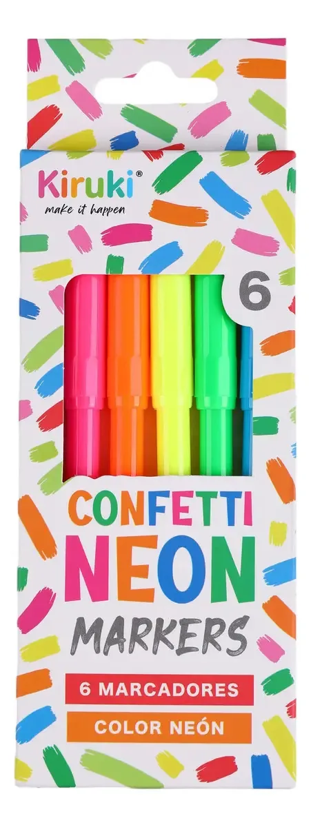 Marcadores escolares Kiruki Confetti Neon X 6