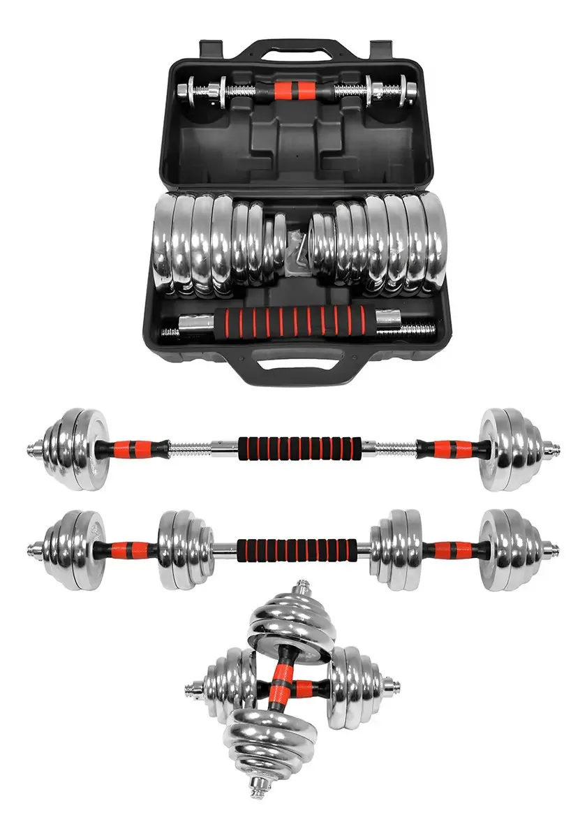 Kit de halteres e barras de 20 kg de discos de aço inoxidável Dakota