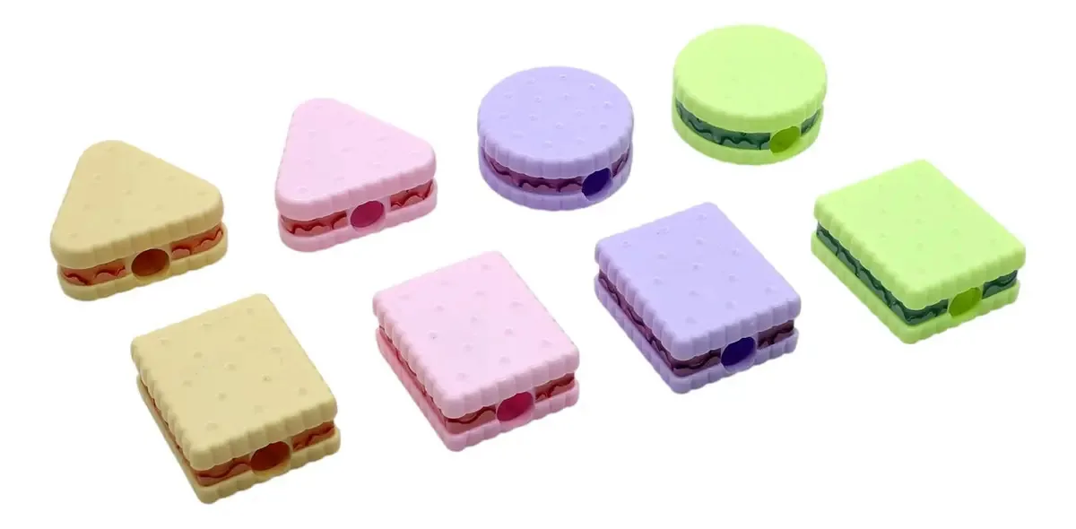 Apontador de lápis Kiruki Cookie de 1 furo com reservatório de garrafas X36 cores, pastéis variados