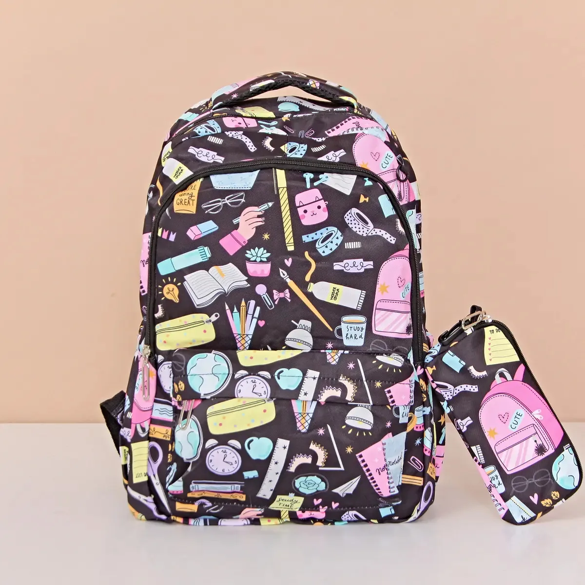 Mochila impressa reforçada com cartucho preto