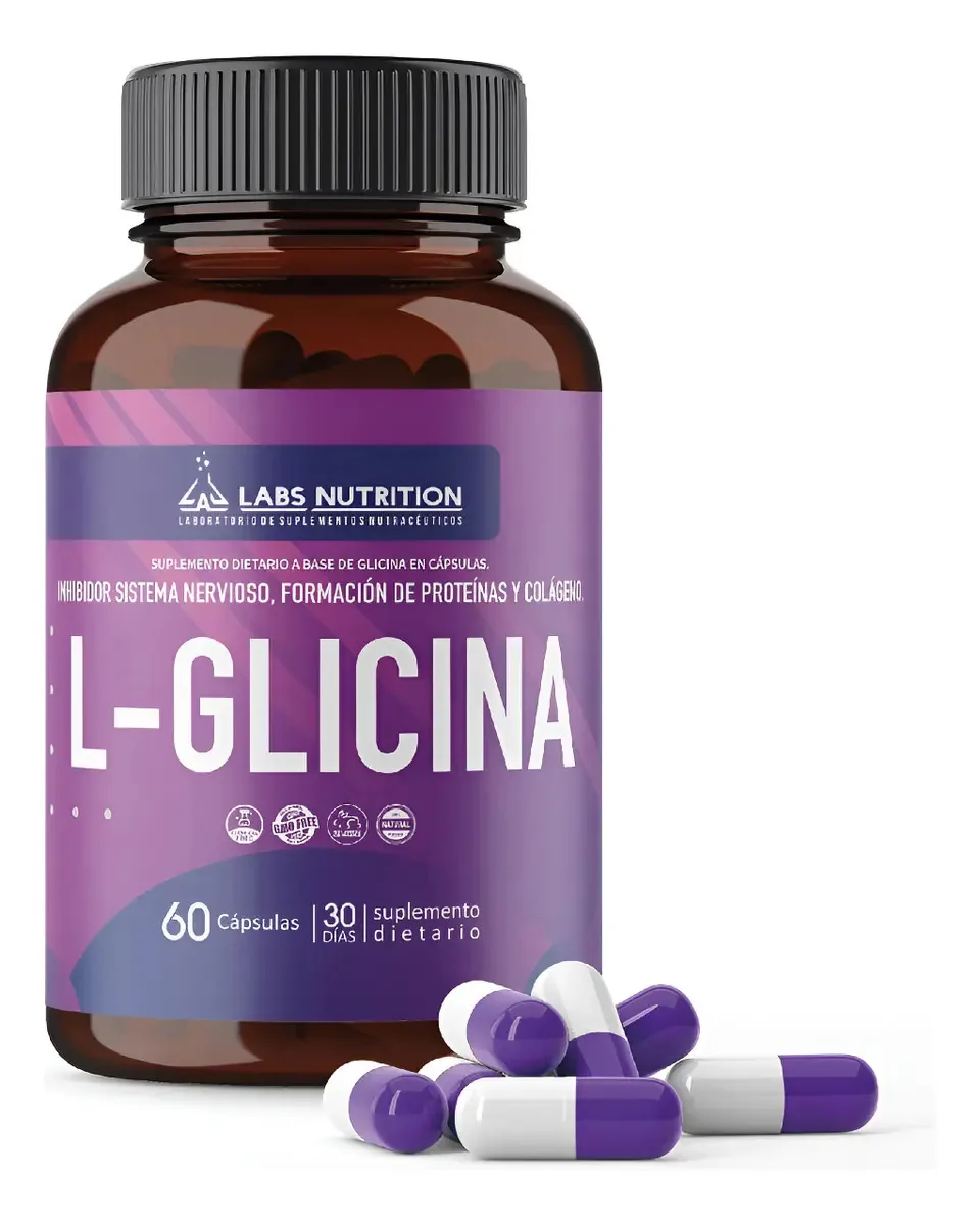 L-glicina - Formação de proteína e colágeno (60 cápsulas) Sabor sem sabor