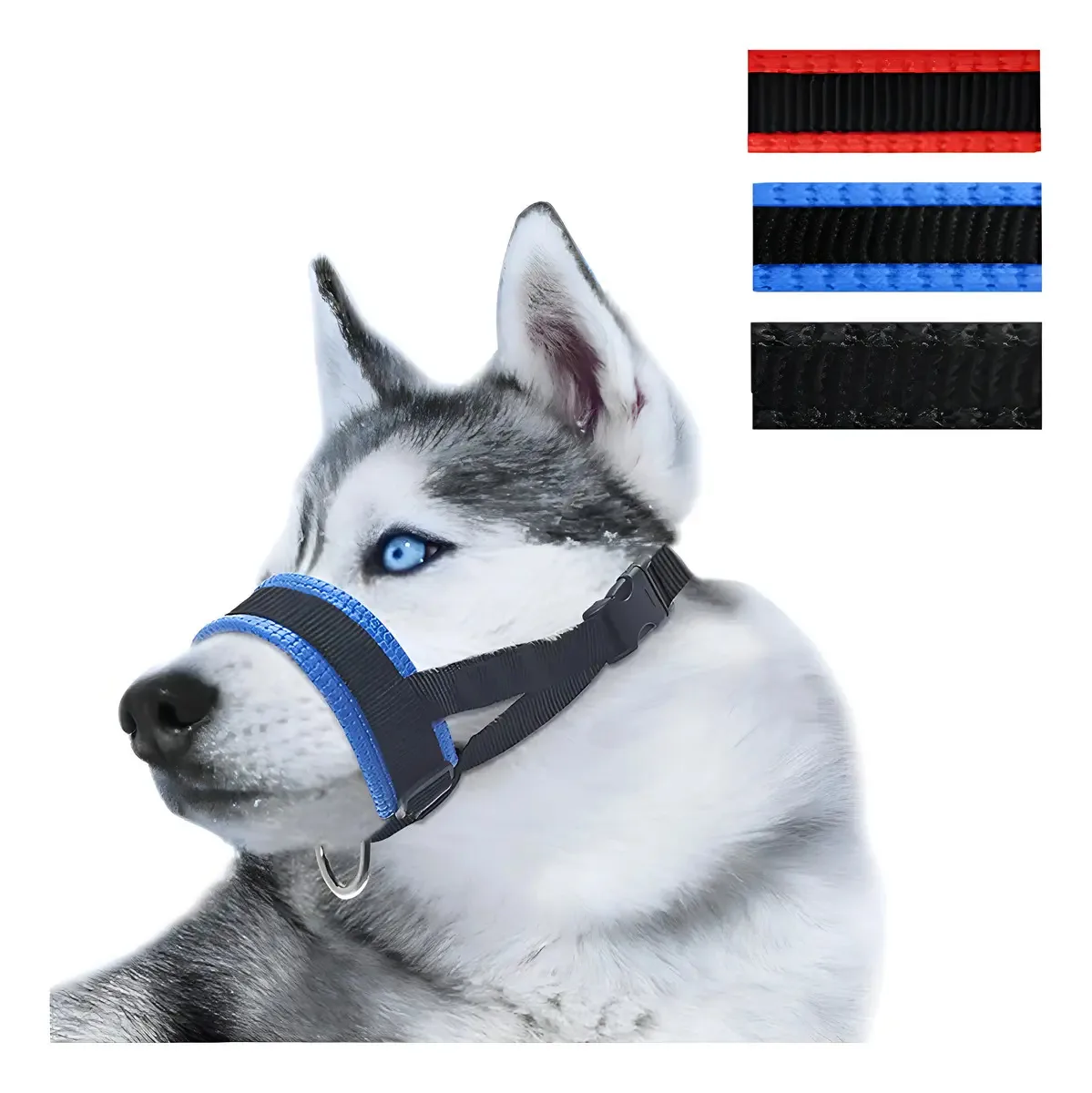 Focinheira para cães, arnês antipuxão, cor de treinamento segura, azul, tamanho L