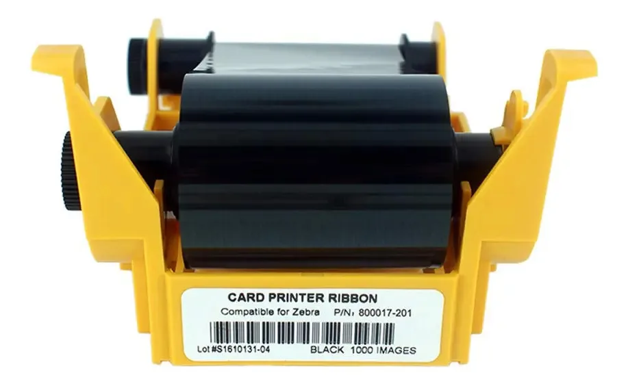 800017-201 Fita Monocromática Preta Para Impressoras De Cartões Zebra P11xx, Fita De Resina P100i P110i P120i, 1000 Impressões