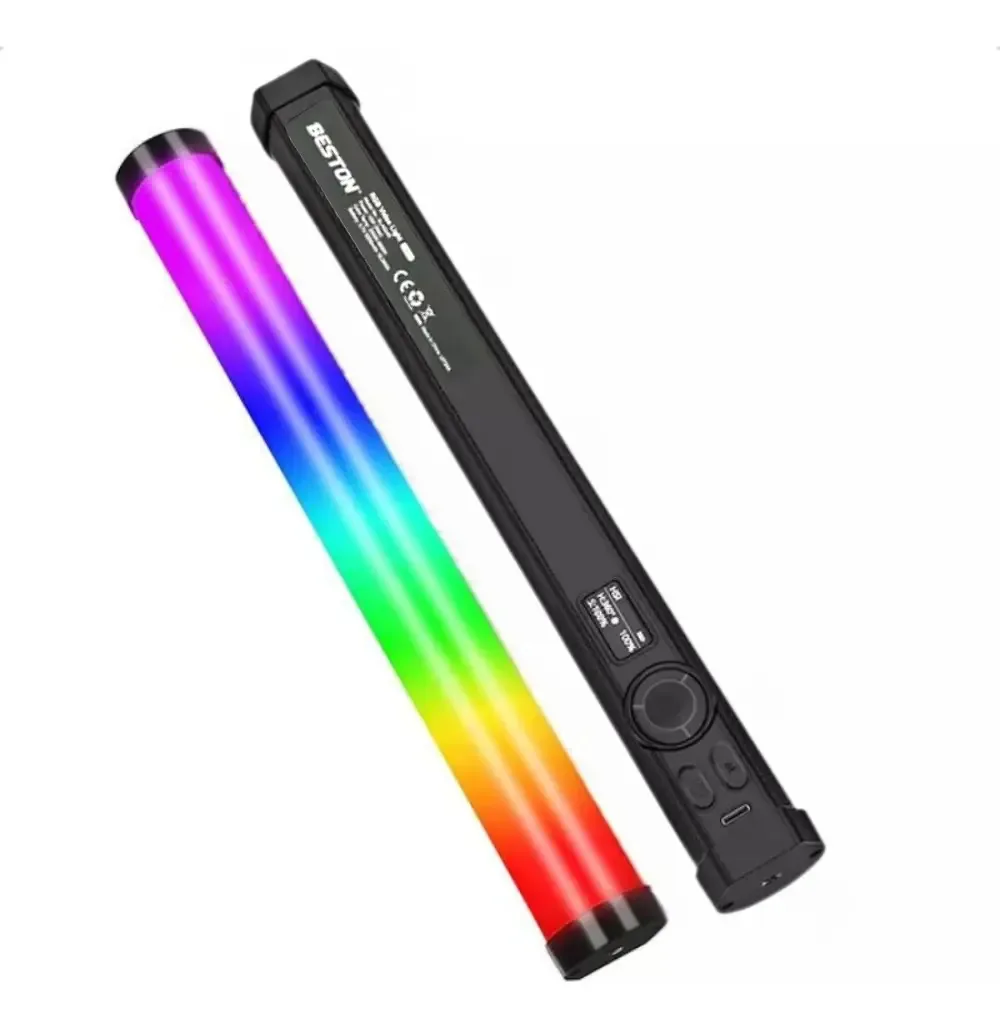 Tubo de fotografia LED Beston SLA024r Luz RGB profissional 10w 30 cm, cores quentes e frias, 21 efeitos, iluminador, estúdio portátil, recarregável, vídeo fotográfico USB-c