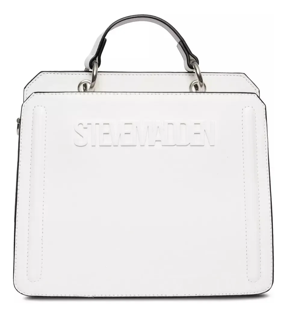 Bolsas de ombro femininas Bolsa de ombro conversível Bolsa de PU elegante cor branca, alça de ombro branca, design de tecido liso