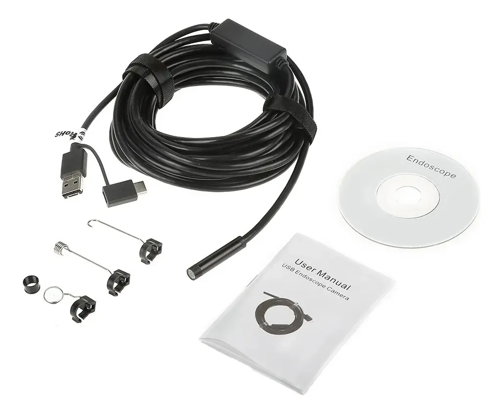 Câmera De Inspeção De Endoscópios 3 Em 1 À Prova D'Água Usb 6 Led 1.5m Compatível Com Android Pc