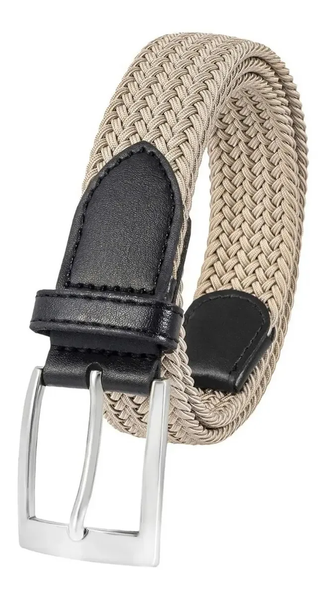 Cintos de golfe femininos, ajustáveis, casuais, elásticos, prateado+cáqui, tamanho 100