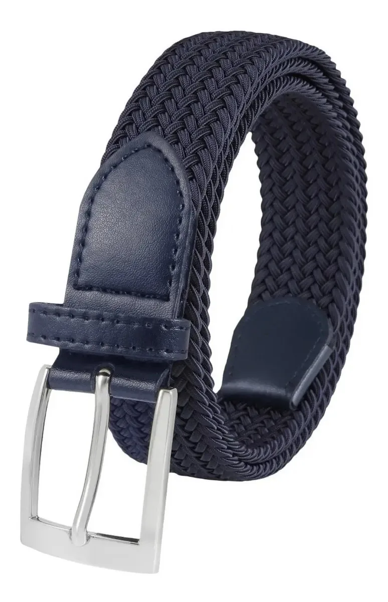 Cintos de golfe femininos, ajustáveis, casuais, elásticos, prateado+azul escuro, tamanho 110