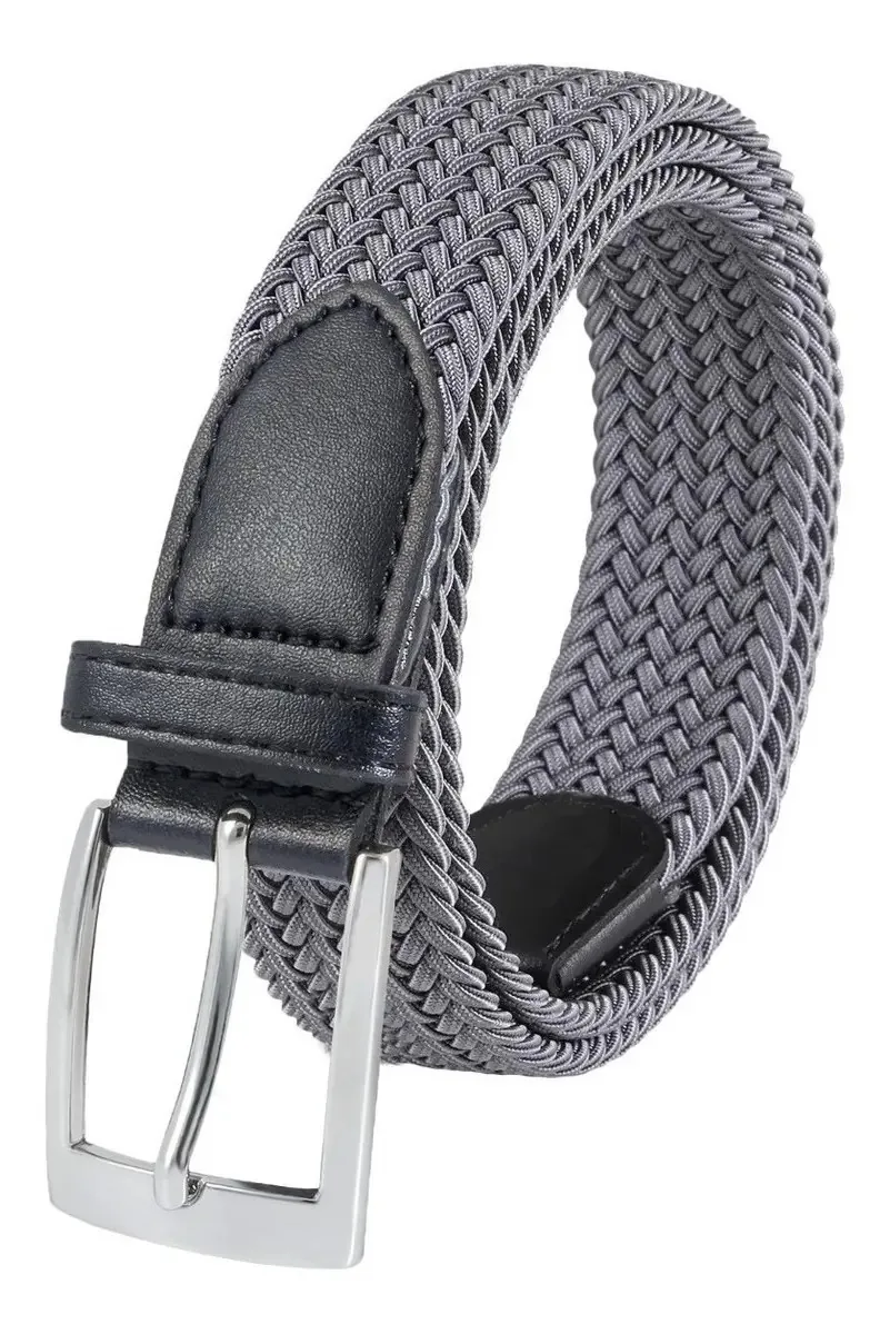 Cintos de golfe femininos, ajustáveis, casuais, elásticos, cor prateada+cinza, tamanho 100
