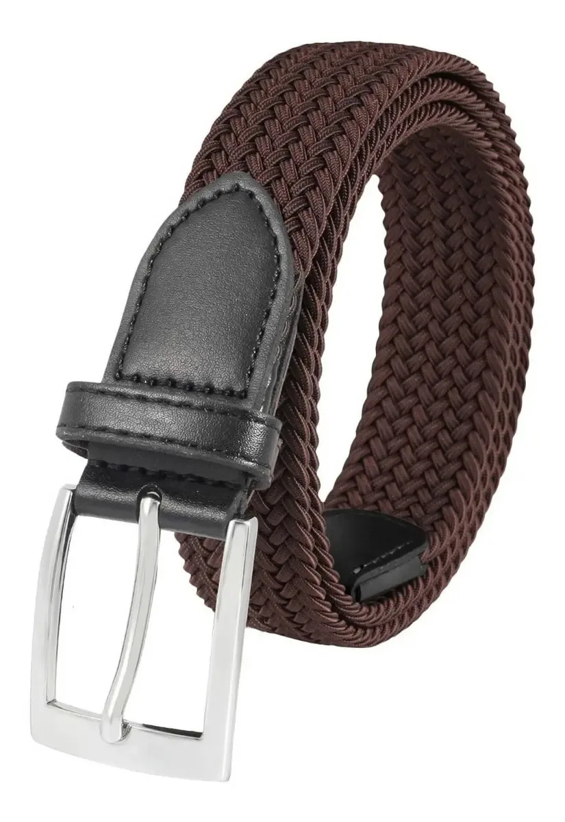 Cintos de golfe femininos, ajustáveis, casuais, elásticos, cor prateada+café, tamanho 90