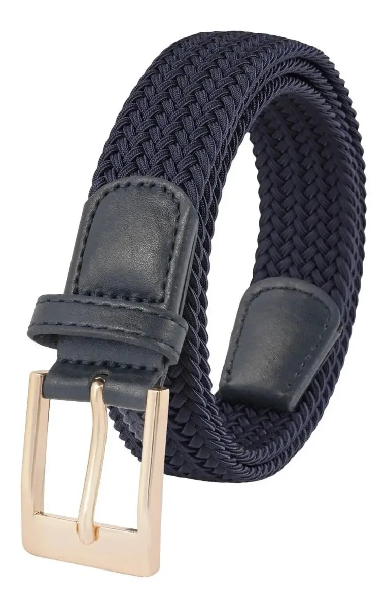 Cintos de golfe femininos, ajustáveis, casuais, elásticos, cor dourada+azul escuro, tamanho 100
