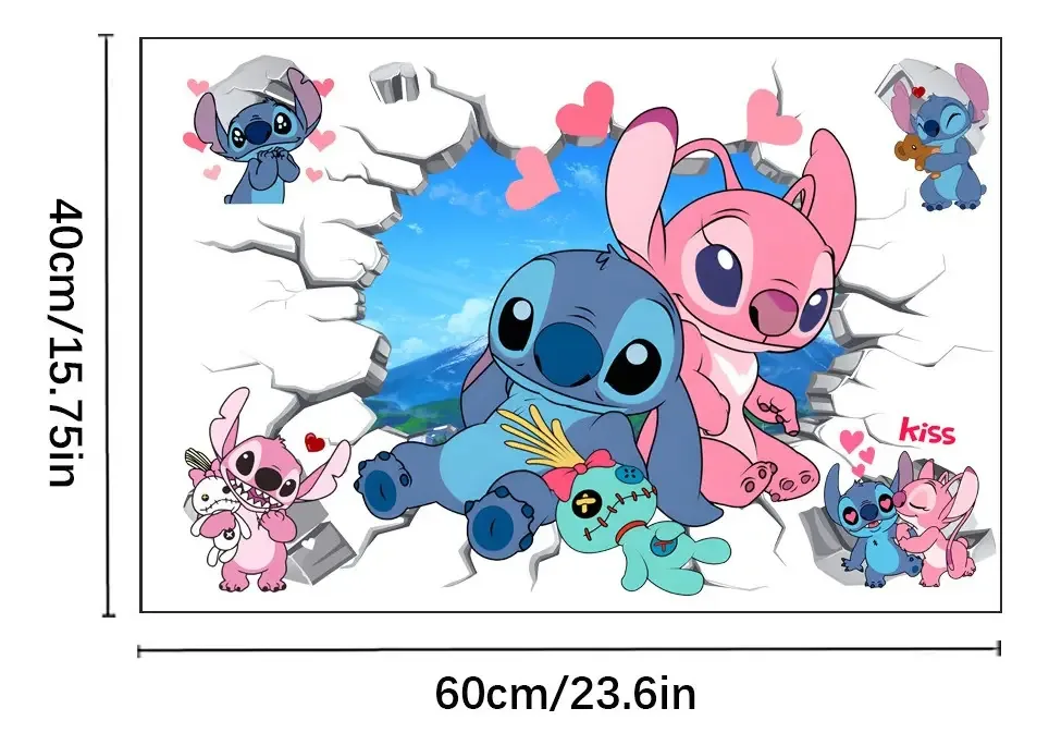 Adesivos decorativos de parede de vinil Stitch com padrão 40* 60cm