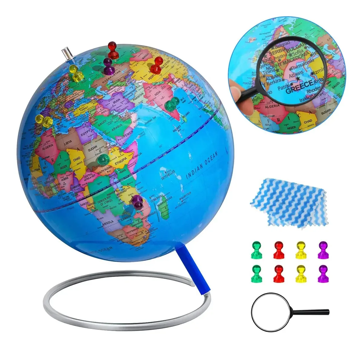 Globo educacional 9 com suporte e ímãs