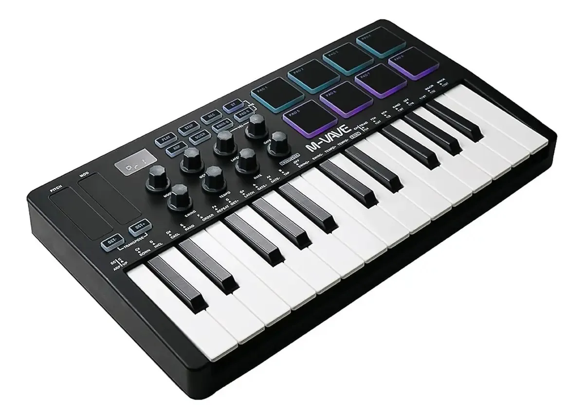 Controlador de teclado USB Midi M-vave de 25 teclas com 8 Pa