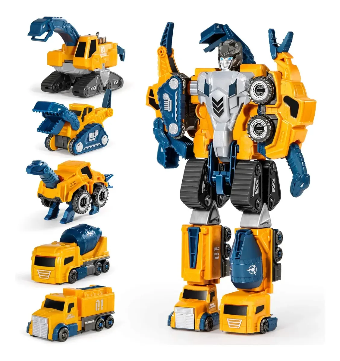 Miebely Conjunto De Veículos De Construção De Robô Para Crianças Pequenas 5 Robôs Transformadores Para Crianças Brinquedos Magnéticos Com Conectores Duráveis Função De Montagem Fácil Brinquedos