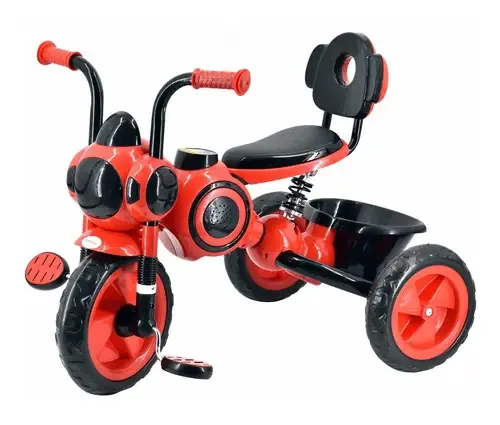 Triciclo infantil com som vermelho e preto