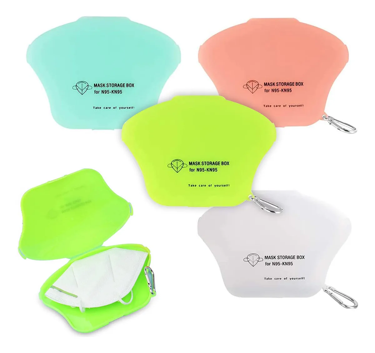 Yabely 4 Estojo de Máscaras com Gancho, 4 Porta-Máscaras, Estojo de Plástico para Máscaras, Bolsa Portátil para Guardar Máscara, à Prova de Poeira e Água, Caixa de Armazenamento Portátil