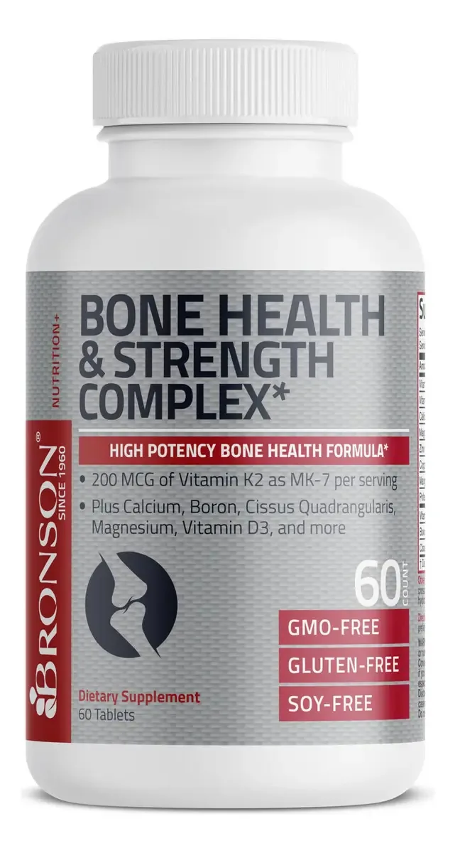 Suplemento de 60 comprimidos do Complexo Bronson Bone Health & Strength