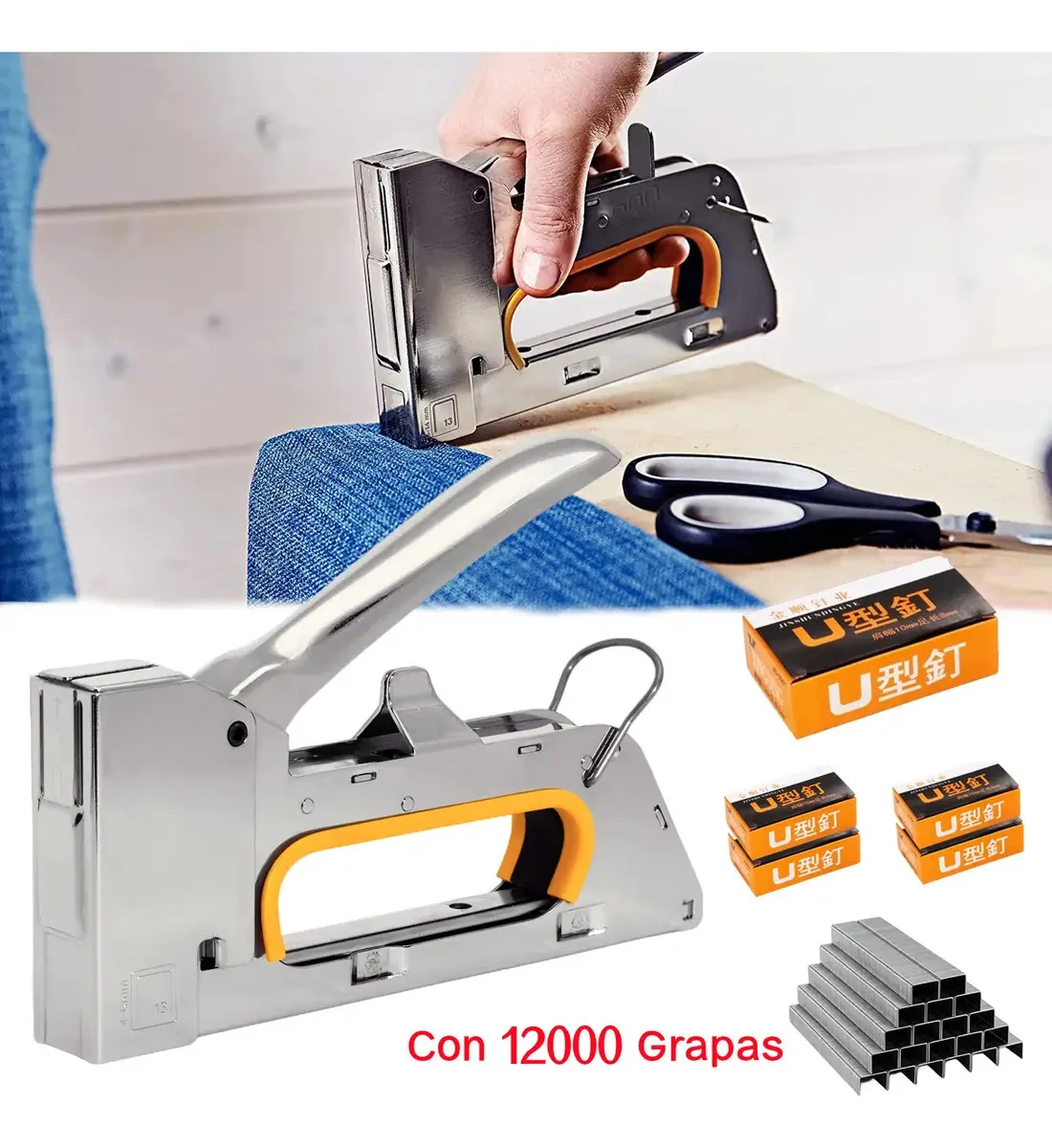 Grampeador de estofamento tipo pistola com 12000 grampos