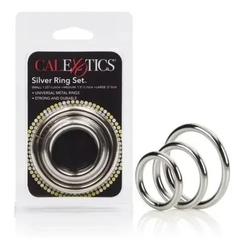 Conjunto de 3 anéis de metal para pênis Sado Bondage Grey