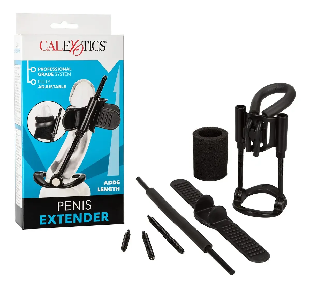 Calexotics Penis Extender - Kit de Ampliação de Comprimento Masculino - Melhora Brinquedos Sexuais Para Homem - Preto